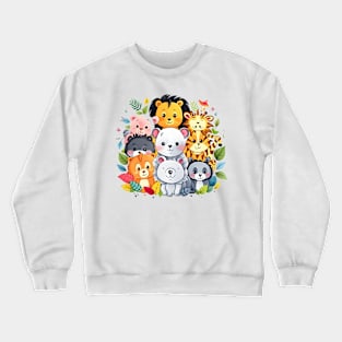 Enchanting Assembly of Jungle Animal Friends Crewneck Sweatshirt